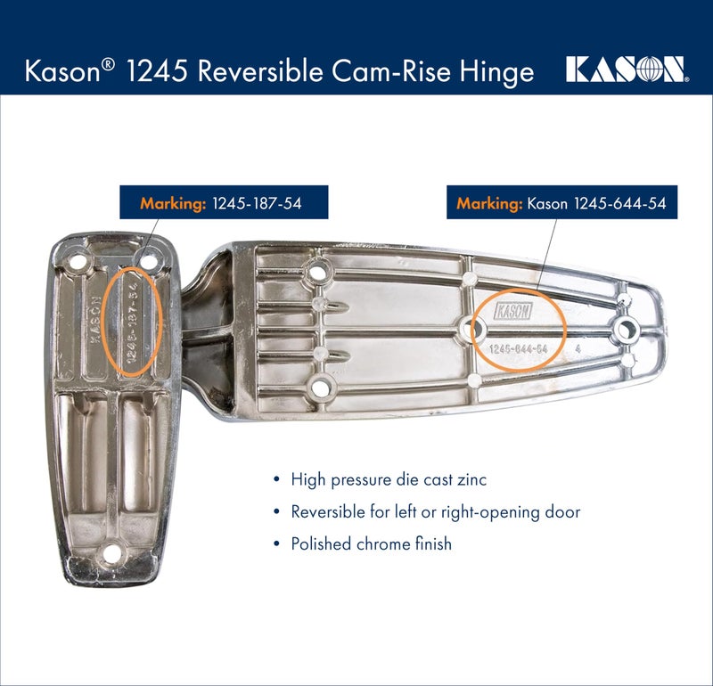 Kason 1245 Reversible Cam-Rise Hinge, 1 to 1/4 Inch Offset, 11245000044 - Image 5